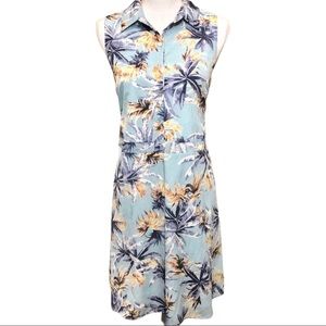 SKIES ARE BLUE | Blue Tropical Shirtdress Size M